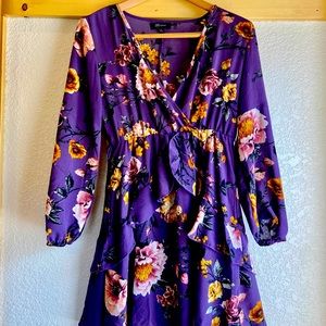 Dark Purple - Long Sleeve - Spring Dress